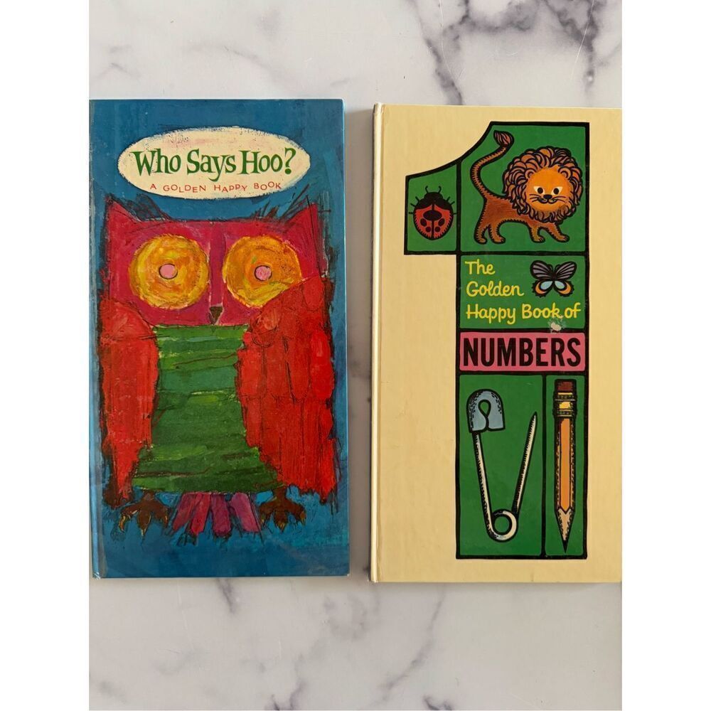 A golden happy book Who Says Hoo Numbers children’s vintage hardback books 1963